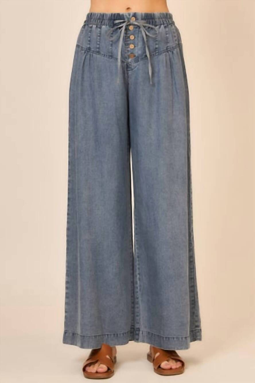 NEW COZY CO. wide leg pants in chambray